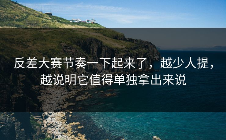 反差大赛节奏一下起来了，越少人提，越说明它值得单独拿出来说